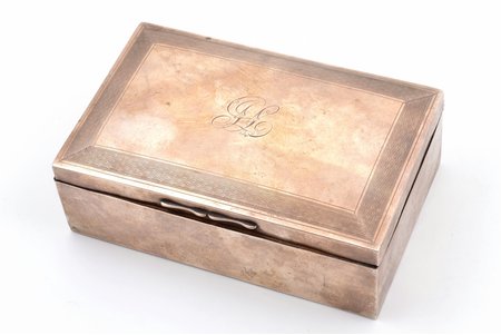 humidor, silver, 925 standard, total weight of item 331.65, wood, 13.6 x 8.6 x 4.8 cm, Great Britain