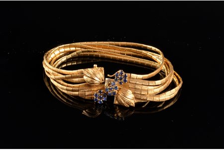 браслет, золото, 750 проба, 52.97 г., Италия, длина браслета 18.5 см, 1 камень утерян, в оригинальной коробке