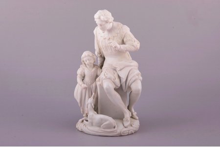sculptural group "Admonition", bisque, Russia, Imperial Porcelain Factory, molder - August Karlovich Spiess, 1866, h 20.3 cm, restoration of the man's left wrist and neck, and the girl's right wrist