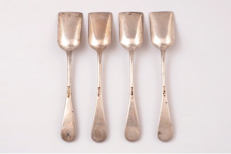 set of 4 dessert spoons, silver, 84 standart, 1889, total weight of items 136.85g, Alexeyev Ivan, Moscow, Russia, 13.5 cm