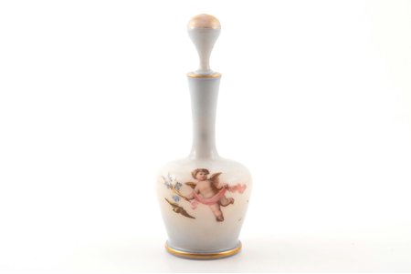 carafe, milk glass, hand painting, the border of the 19th and the 20th centuries, h 16.5 cm