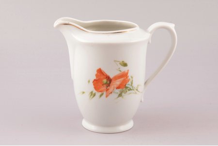 cream jug, porcelain, Langebraun, Estonia, the 20-30ties of 20th cent., the 30-40ties of 20th cent., h 12.3 cm