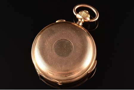 pocket watch, quarter repeater, Switzerland, gold, 56, 14 K standart, 93.96 g, 6.7 x 5.2 cm, Ø 52 mm, working well