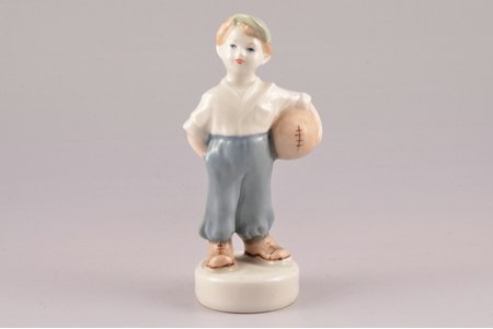 figurine, The young football player, porcelain, Riga (Latvia), USSR, Riga porcelain factory, molder - Zina Ulste, the 50ies of 20th cent., 12.2 cm, first grade