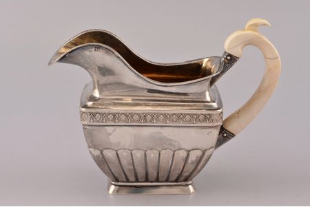 cream jug, silver, 84 standard, total weight of item 152.20, h 10.3 cm, 13.8 x 6.6 cm, 1838, Moscow, Russia