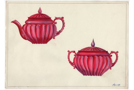 sketch, technical specifications, Rīga porcelain factory, Riga (Latvia), USSR, the 50ies of 20th cent., 28.5 x 40.2 cm, folder is not included in the lot