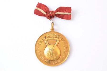 medal, sport, Rigaer Athletik-Klub (Riga Athletics Club), 1st place, weightlifting, Latvia, Russia, 1931, 42.9 x 38.7 mm