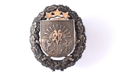 badge, Senior Officer courses, silver, 875 standard, Latvia, 47.6 x 40.2 mm, H. Bank's workshop