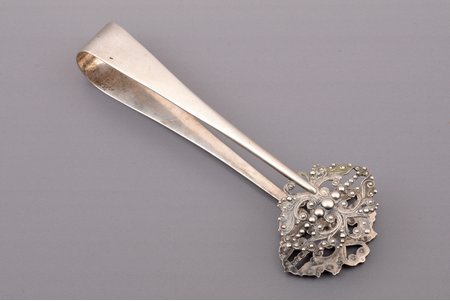 sugar tongs, silver, 875 standard, 55.95 g, 15 cm, by Ludwig Rosenthal, the 30ties of 20th cent., Latvia
