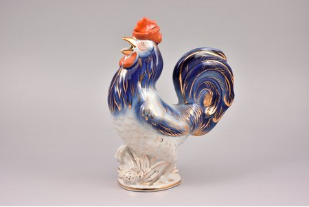 figurine, jug "Rooster", porcelain, Riga (Latvia), USSR, Riga porcelain factory, the 50ies of 20th cent., 24 cm