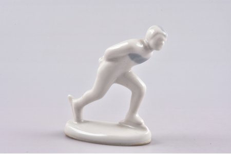 figurine, Speed skater, porcelain, Riga (Latvia), USSR, Riga porcelain factory, molder - Aina Mellupe, the 60ies of 20th cent., 6 cm, first grade