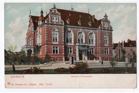 открытка, Данциг (Гданьск), штаб, Польша, начало 20-го века, 14x9 см