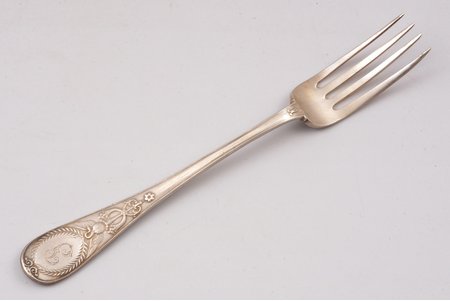 fork, silver, 84 standard, 53.85 g, 18.4 cm, "Fabergé", 1896-1907, Moscow, Russia
