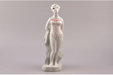 figurine, A Woman on the Beach, porcelain, Riga (Latvia), USSR, Riga porcelain factory, molder - Eriks Ellers, the 60ies of 20th cent., 25 cm, third grade