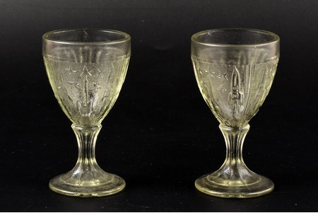 pair of small glasses, "Cosmos", LSF - Latvia Glass factory, USSR, the 50ies of 20th cent., h 9 cm