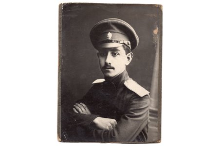 fotogrāfija, virsnieks, uz kartona, Krievijas impērija, 20. gs. sākums, 13,5x9,5 cm