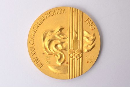 commemorative medal, Games of the XXII Olympiad, № 0169 (of 1500 pcs.), gold, 900 standard, USSR, 1980, Ø 29.3 mm, 16.90 g