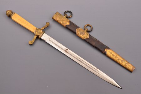 dirk, Latvian Army, aviation(?), blade length 24.6 cm, total length 36.6 cm, Latvia, the 20-30ties of 20th cent., thunder cross is grinded down