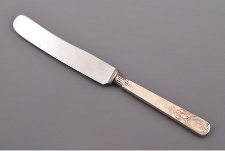 нож, серебро/металл, 84 проба, 1896-1907 г., общий вес изделия 79.95г, фирма "Фаберже", Российская империя, 21.4 см