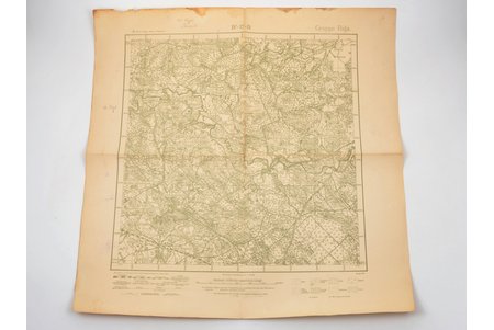 karte, Pirmais Pasaules karš, Ikšķiles kvadrants, vācu armija, Latvija, 20. gs. sākums, 50 x 49.6 cm