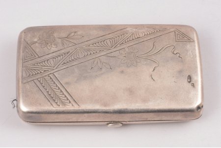кошелёк, серебро, 84 проба, общий вес изделия 82.3, штихельная резьба, 8.5 x 4.7 x 1.5 см, 1908-1917 г., Российская империя