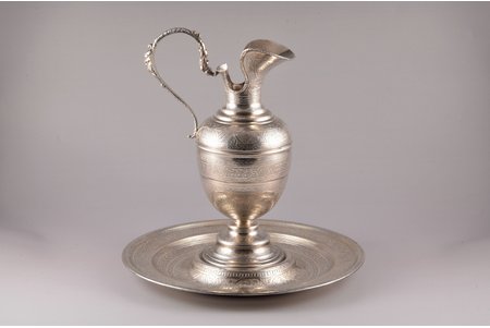 tray, jug, silver, 830 standard, 1030 g, ⌀ of tray 28.5 cm, jug height 27.5 cm, the 1st half of the 20th cent., Egypt