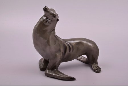 figurine, Seal, porcelain, Riga (Latvia), USSR, sculpture's work, Riga porcelain factory, molder - Olga Penerdzi, the 50ies of 20th cent., 17.8 x 18.5 x 15.5 cm