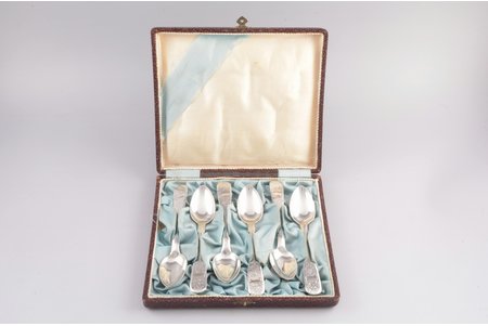 set of 6 teaspoons, silver, 84 standart, 1881, 137.9 g, by Richard Muller, Riga, Latvia, Russia, 13.8 cm