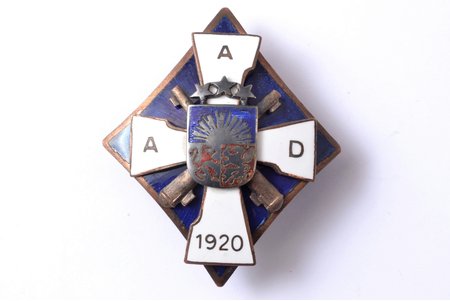 badge, Independent artillery division, bronze, Latvia, 20-30ies of 20th cent., 57 x 48.3 mm, 33.15 g