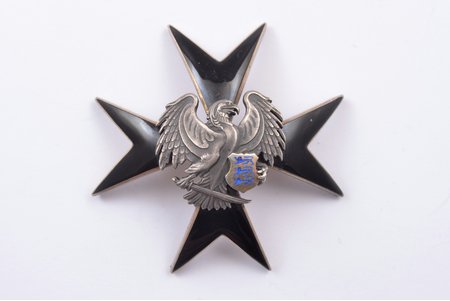 ordenis, 2. šķira Ērgļa Krusta ordeņa zvaigznes vidus daļa - ieliktnis, 2. pakāpe, sudrabs, Igaunija, 20.gs. 20-30ie gadi, 44 x 44 mm, mazs emaljas zvīņveida nošķēlums uz reversa