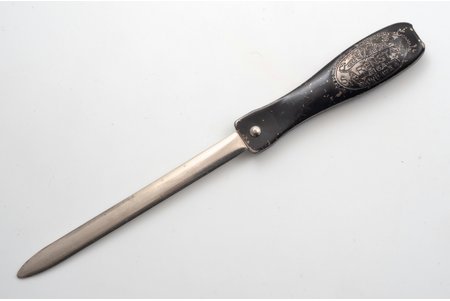 нож для писем, S.ARENSTAM, Рига, улица Шкюню 4, 75 лет компании (1855-1930), металл, Латвия, 1930 г., 21 см