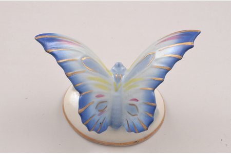 figurine, Butterfly, porcelain, Riga (Latvia), USSR, Riga porcelain factory, the 50ies of 20th cent., h 4.8 cm, restoration