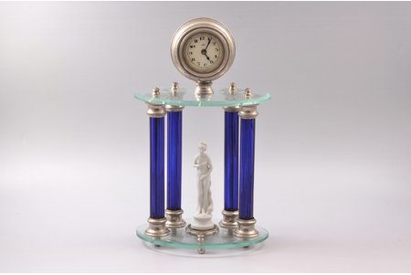 table clock, Faveo, metal, porcelain, glass, 31 cm