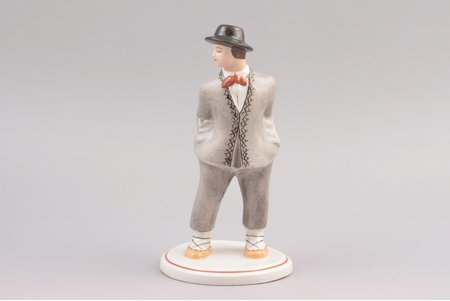 figurine, Young man in traditional costume, porcelain, Riga (Latvia), USSR, Riga porcelain factory, the 40ies of 20th cent., 16 cm