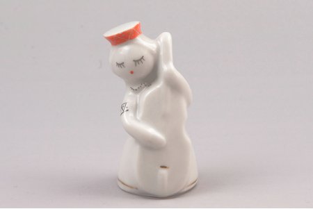 figurine, A Girl With Contrabass (from the band), porcelain, Riga (Latvia), USSR, Riga porcelain factory, molder - Levon Agadzanjan, 1969, 6 cm, first grade