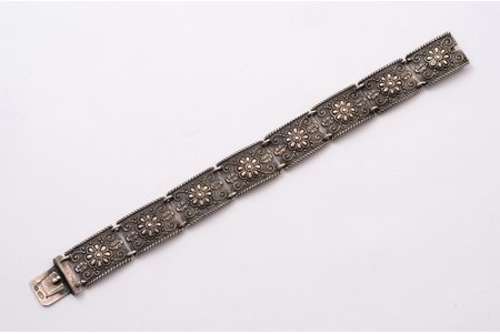 a bracelet, silver, 875 standard, 19.9 g., the item's dimensions 17 cm, the diameter of the bracelet 5.3 cm, the 40-50ies of 20 cent., workshop Rigas Gravieris, Riga, USSR