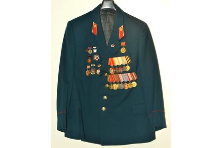 set of documents, uniform with awards, Order of Lenin (343768), 2x Badge of Honor (140599 / 277519), For Military Merit (3195354) and other, silver, USSR, 60ies of 20 cent., awarded - Artur Katlap Yazepovich Deputy of the Supreme Council of the LSSR of the 5th and 6th convocations, Chairman of the Latvian Society for the Protection of Nature and Monuments