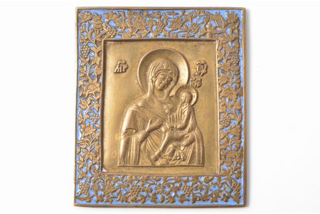 икона, Иверская икона Божией Матери, медный сплав, 1-цветная эмаль, Российская империя, 11.2 х 9.6 х 0.4 см