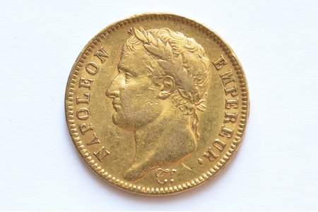 France, 40 francs, 1810, Napoléon I, gold, fineness 900, 12.90322 g, fine gold weight 11.6135 g, F# 541, KM# 696, actual weight 12.9 g