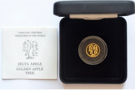 Латвия, 1 лат, 2007 г., "Золотая яблоня", золото, 999.9 проба, 1.2442 г, вес чистого золота 1.2442 г, KM# 91