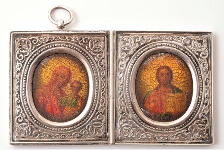 icon with foldable side flaps, silver, painted on zinc, 84 standard, 5.6 х 10 х 0.53 cm, 120 g.
