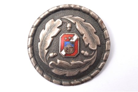 сакта, с гербом Латвии, серебро, эмаль, 4.84 г., размер изделия Ø 3.3 см, 20-30е годы 20го века, Латвия, отсутствует иголка
