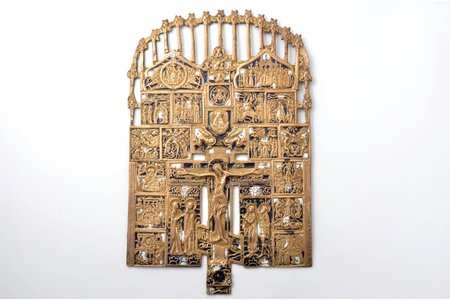 krusts, Lielais patriarhālais krucifikss, Guslici, vara sakausējuma, 2-krāsu emalja, Krievijas impērija, 19.gs. vidus, 36 x 25.5 cm