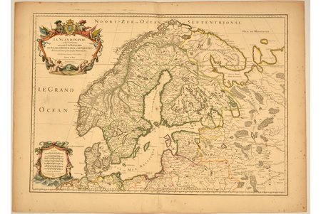 карта, Севро-западная Европа, Франция, 1708 г., 54 х 74 см