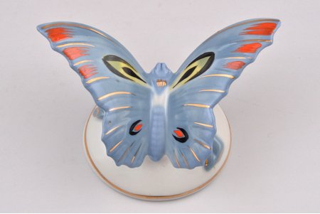 figurine, Butterfly, porcelain, Riga (Latvia), USSR, Riga porcelain factory, the 50ies of 20th cent., 2 small chips on the right wing tip and on the edge of left wing
