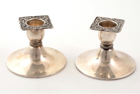 pair of candlesticks, silver, 830 standard, total weight of items 102.75, h 6 cm, 1941, Helsinki, Finland