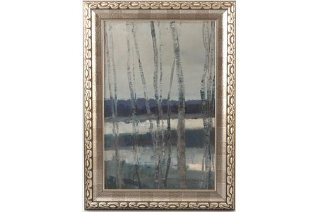 Kokle Leo (1924-1964), Birches (etude), 1950, carton, oil, 37 x 24.5 cm