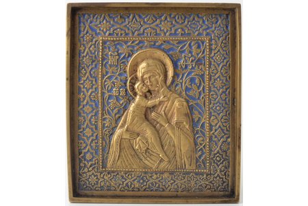icon, Our Lady of Vladimir, copper alloy, 1-color enamel, Russia, the border of the 19th and the 20th centuries, 13.9 x 12.2 x 0.6 cm, 409.85 g.