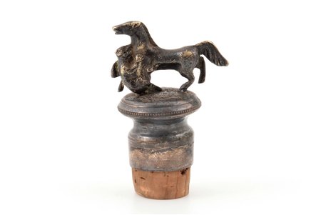 cork, "Horse and bear", Norblin, Warsaw, silver plated, Russia, Congress Poland, the beginning of the 20th cent., h 4.5 cm