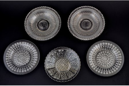 a set, 5 jam jars (2+2+1), Europe, the beginning of the 20th cent., Ø 13 / 12.6 / 12.2 cm